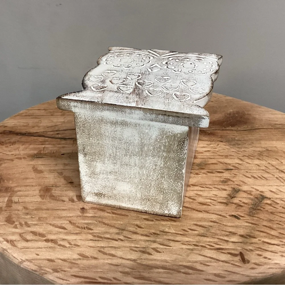 ⚪️ Rustic Solid Wood Owl Design Pencil / Pen / Business Card Holder - Like New